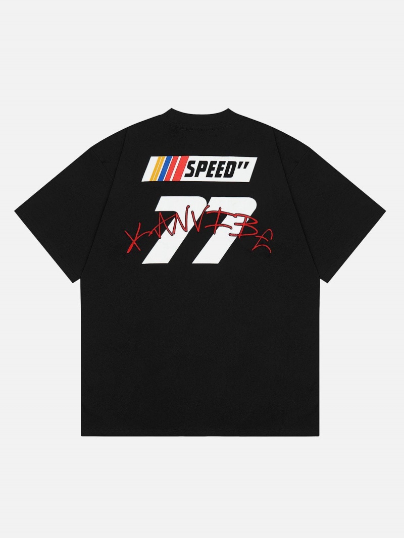 T Shirts Aelfric Eden Number Print Racing Tee Noir | BGQ-15601159